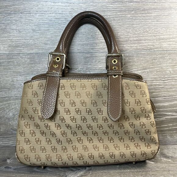 Dooney & Bourke Signature Monogram Canvas Small Buckle Satchel 8.5”x 4”x 12.5” - Picture 3 of 16